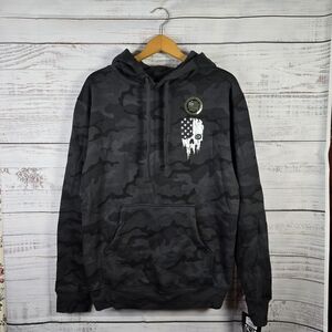 Howitzer Black Camo Skull American Flag Hoodie Size S Military Streetwear